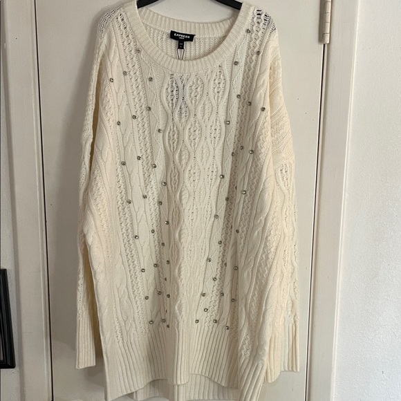 Express London Embellished Cable Knit Sweater XL NWT - Picture 1 of 10